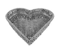 TOGEVAL Heart Shaped Woven Storage Basket Grey Mesh Design Multi-function Organizer for Bread Fruit Snacks Candy Freshness Kitchen Table Home Use