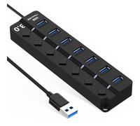 TOGEVAL High-speed Hub with Individual Power Multi-port USB Splitter Adapter for Laptop and Computer Data Transfer LED Indicator Plug and Play USB Expander