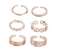 TOGEVAL Hollow Rhinestone Inlaid Toe Ring Ring Decor Stylish Girl Creative Women for Toe Gold