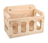 TOGEVAL Hollow Wood Bunny Feeder Rack with Fixed Hay Holder Rabbit Feeding Tool for Small Animals Hamster Rack Suitable for Cage Use