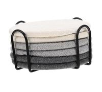 TOGEVAL Household Cotton Woven Anti-scalding Placemats Thick Heat Insulation Table Mats for Dining Kitchen Office Non-slip Coasters in White Grey