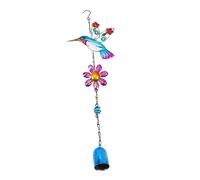 TOGEVAL Hummingbird Wind Chime Pendant Blue Wrought Iron Window Hanging Ornament Outdoor Balcony Decoration Soothing Relaxing Bell for Patio
