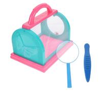 TOGEVAL Insect Observation Box Magnifying Glass, Pink Portable Kids Butterfly Carrying Cage, Outdoor Bug Habitat Container for Boys and Girls Science Exploration and Nature Learning
