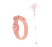 TOGEVAL Interactive Cat Teaser Wand with and Stick for Indoor Play Stimulates Hunting Instincts Exercise Kitten Activity Pink Collar Included