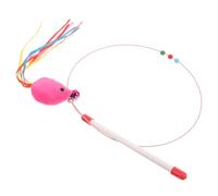 TOGEVAL Interactive Cat Teaser Wand with Cartoon Mouse and Ribbon Pink Cat Wand Stimulates Hunting Instincts Not Easily Broken PC and Cotton Material and Kittens Play