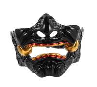 TOGEVAL Japanese Half Face Oni Samurai Mask Resin Lightweight Scary Hannya Demon for Halloween Cosplay Party Adjustable Adult Fit with Intricate Traditional Modern Design