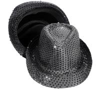 TOGEVAL Jazz Hats Masquerade and Magician Style for Adults 2pcs Black Sequin Satin Material Party Costume Accessory Suitable for Mime and Steampunk Performances