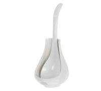 TOGEVAL Large Ceramic Soup Ladle with Delicate Utensil Holder and Portable Spoon Rest Easy to Clean Porcelain Kitchen Spoon for Home Restaurant and Catering Use