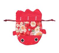 TOGEVAL Large Red Drawstring Candy Bag with Goldfish Pattern, Japanese Style Wedding Sweet Pouch, Bridal Shower Favor Bag for Party and Candy Storage
