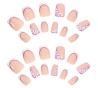 TOGEVAL Leaf Glitter Press On Nails 24 Pieces Full Cover Plastic Fake Nails for Women Teens