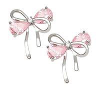 TOGEVAL Lightweight Pink Bowknot Earrings for Women Fashion Party Jewelry with Zircon Studs Elegant Design for Comfortable All-day Wear