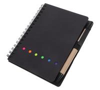 TOGEVAL Lined Small Spiral Notebook with Pen Holder and Sticky Tabs, 30 Pages Pocket Writing Journal for Travel, School, Office Planning in Black