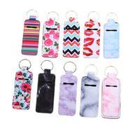 TOGEVAL Lip Balm Holder Keychain Neoprene 10Pcs Compact Lipstick Sleeve Pouches with Secure Attachment for Gym Bags and Backpacks Suitable for Women