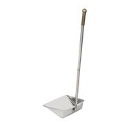TOGEVAL Long Handled Metal Dust Pan Cleaning Dustpan with Long Handle Iron Garbage Dustpan Slightly Raised Base Mixed Wet and Dry Waste for Living Rooms and Bathrooms