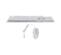 TOGEVAL Luminous Mechanical Keyboard Mouse Set Wired USB Gaming Kit Ergonomic Non-conflict Keys for Home Office Cafe White Backlit Design for Gamers