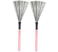 TOGEVAL Maple Wood Handle Drum Wire Brush Portable Percussion Drum Brush for Boys and Girls and Students Pink High Carbon Steel for Practice