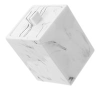 TOGEVAL Marble Cotton Swab Storage Box for Toothpicks and Pads, White Resin