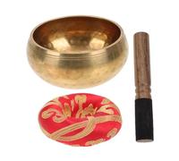 TOGEVAL Meditation Bowl Tibetan Chanting Bowl with Mat Ancient Look Delicate Design Beautiful Piece of Art for Meditation and Promotes Calm and Harmonic Ambient Sound Random Color