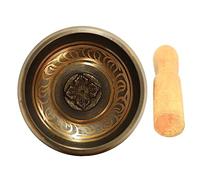 TOGEVAL Meditation Singing Bowl Copper and Wood with Mallet Design Sacred Look for Relaxation Yoga and Buddhist Events Distinctive Gift for Buddhists