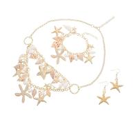 TOGEVAL Mediterranean Style Shell Jewelry Beach Necklace Pendant Bracelet and Earrings for Women Wedding Chic Summer Accessory