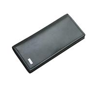 TOGEVAL Men's Fashion Long Leather Wallet Soft PU Leather Wallet in Grey-Blue Large Capacity for Cash Credit Cards Checkbook for Everyday Use