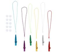 TOGEVAL Metal Kazoo Music Set 7 Colors with Lanyards and 10 Replacement Membranes Small Accompaniment Kazoo Instruments for Party and Performance