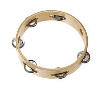 TOGEVAL Metal Wooden Tambourine Durable Musical Instrument for Party Dance School Activities Stimulates Music Interest Hand Eye Coordination