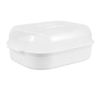 TOGEVAL Microwave Veggie Steamer Box with Lid and Tray Food Grade High Temperature Resistant Efficient Rapid Cooking for Vegetables and Fish Transparent Large Capacity Kitchen Steamer