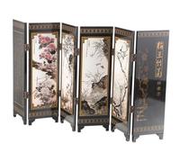 TOGEVAL Mini Folding Screen Ornament Antique Chinese Lacquerware Tabletop Divider Wall Partition Decorative Panel for Home Office Living