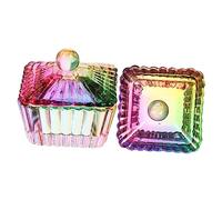 TOGEVAL Multi-function Nail Dish and Nail Art Cup 2pcs Crystal Glass with Lid for Professional Manicure Tools Sturdy Decorative Cleaning Cup Suitable for Salon and Personal Care