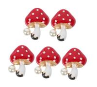 TOGEVAL Mushroom Car Air Vent Diffuser Clips 5pcs Red Alloy Car Vent Accessories Cute Auto Outlet Charms Diy Interior Decoration