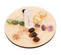 TOGEVAL Natural Crystal Chakra Meditation Stones with Divination Board Smooth Polished Gemstones for and Balancing Decorative Crystal Pillars for Home Meditation Space
