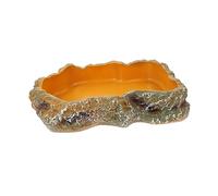 TOGEVAL Natural Rock Pattern Reptile Food Bowl Reptile Water Feeder for Lizards Horned Frogs Tortoises Terrarium Supplies with Smooth Surface and Secure Design