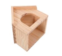 TOGEVAL Natural Wood Small Pet Hideout House for Hamsters and Guinea Pigs Cozy Wooden Hideaway with Feeding Platform Safe Relaxation Hut for Small Animal Cages