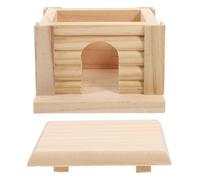 TOGEVAL Natural Wooden Hamster House Small Pet Hideout with Multifunctional Platform Easy Assembly for Dwarf Hamsters Rabbit Playpen and Chinchilla Hut Safe and Comfortable Habitat