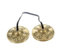 TOGEVAL Nepal Copper Yoga Cymbals Meditation Bell with Six-character Blessing Pattern Small Brass Percussion Instrument for Mindfulness and Spiritual Practice