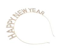 TOGEVAL New Year Headband Rhinestone Letters, Gold Sparkly Hairband for Women, Party Hair Accessory for New Year's Eve Celebration