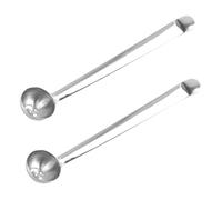 TOGEVAL Olive Spoon Strainers with Long Handle and Drain Hole Stainless Steel 2pcs Filter Water Jar Serving Spoons for Home and Cafe Use