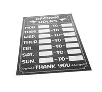 TOGEVAL Opening Times Sign for Shop with Strong Adhesive and Fade Proof Black Pvc Material, Rewritable Business Hours Sign for Store and Restaurant Use