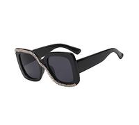 TOGEVAL Oversized Retro Square Sunglasses for Women Stylish Sun Protection Eyewear for Outdoor Travel and Summer Festivals Unique Design for Round Face Black and Gray Frame