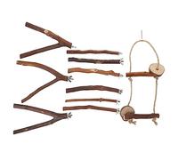 TOGEVAL Parrot Toys for Large Birds 10pc Bird Perch Toy Stand Wood Material for Chewing
