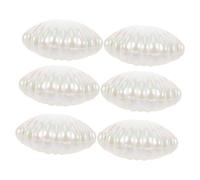 TOGEVAL Pearlescent White Seashell Candy Boxes 6pcs Small Plastic Shell Jewelry Holder Party Favor Storage for Wedding Halloween Birthday