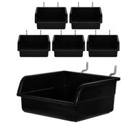 TOGEVAL Pegboard Tool Organizer 6pcs Plastic Bins with Hooks 4.6 Inch Slanted Opening for Craft Room Garage Storage