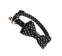 TOGEVAL Pet Collar with Dot Bow Tie and Bell Comfortable Cloth Neck Chain for Cats and Dogs Stylish Fashionable Accessory Photo Prop Black