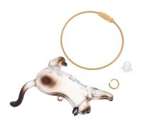 TOGEVAL Pet Hair Memorial Capsule Keychain for Cats Siamese Cat Whisker Keepsake Organizer with Pet Fur Storage Box