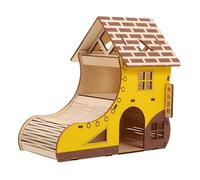 TOGEVAL PET Wood House Small PET Hut DIY Painting Comfortable Sleeping Place Natural Wood Material 17X16X11Cm All-Match Fashionable Style for Hamsters at Home and Shop