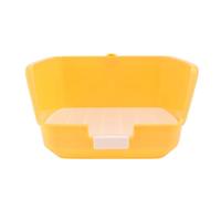 TOGEVAL Plastic Rabbit Toilet for Guinea Pigs and Chinchillas, Easy to Clean Mini Pet Bathroom with Anti-spraying Urine Feature, Yellow Corner Toilet for Bunny Rabbit Training and Supplies