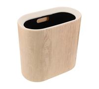 TOGEVAL Plastic Trash Can with Lid Narrow Space Wastebasket Small Kitchen Garbage Bin under Sink Dustbin Beige for Bathroom Office Bedroom