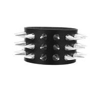 TOGEVAL Pointed Rivet Wristband Black Faux Leather Fashion Waist Chain Party Wrist Strap Event Accessories