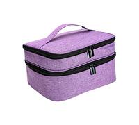 TOGEVAL Portable Double Layer Nail Polish Organizer Bag with Compartments Essential Oil Storage Case for Manicure Travel Thick Base and Handle for Upright Bottle Protection Purple